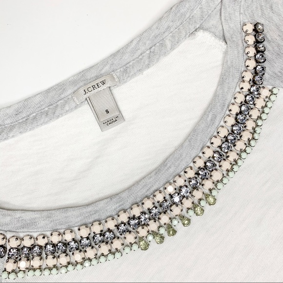 J. Crew Jewel Embellished Casual Baseball Long Sleeve Tee Size Small - Picture 6 of 7